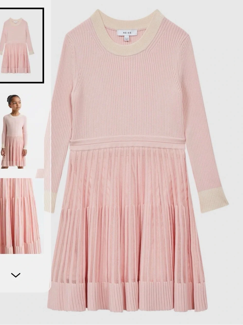 Reiss Pink Teagan 11-12 yrs Ribbed Fit-and-Flare Dress
